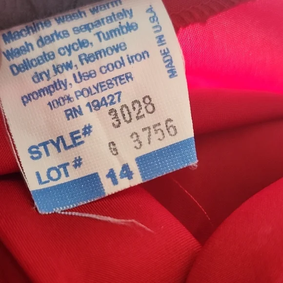 VTG Alicia Red Necktie Secretary Blouse Button-Up Long Sleeve Women’s 14 - Picture 11 of 11